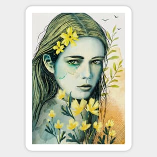 Spring woman portrait Sticker